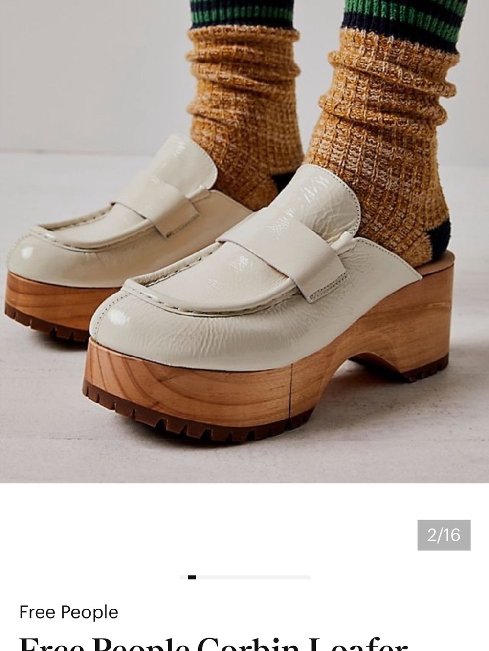 NWOT NEVER WORN Free Peoplee Cream Leather Platform Clog Loafers - Picture 4 of 6